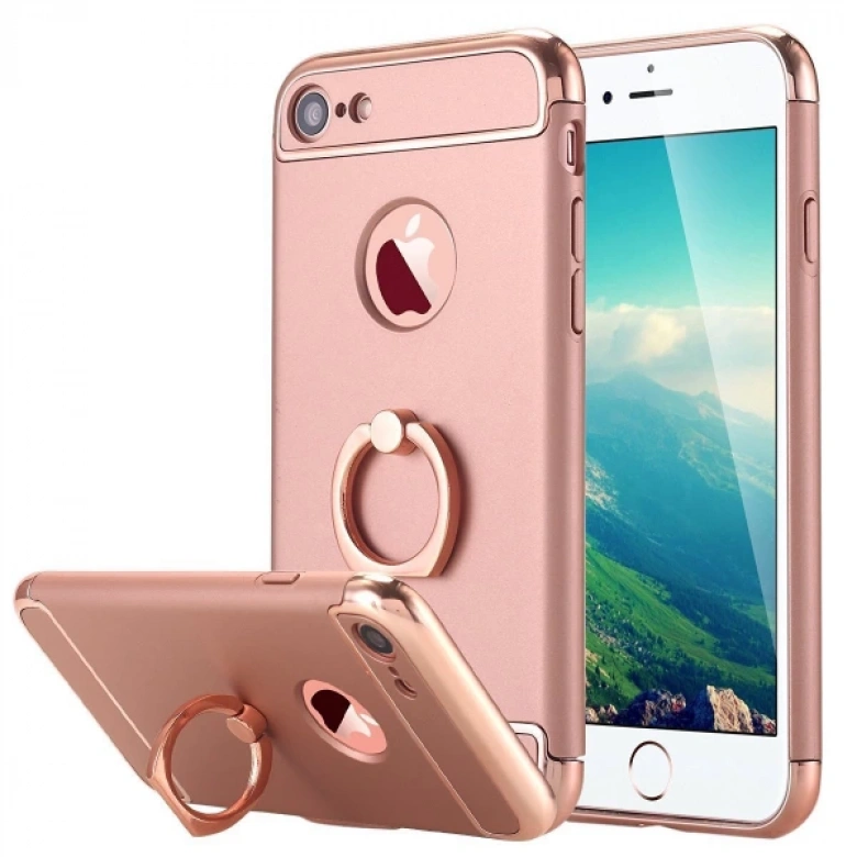 iPhone SE3-SE2 İPhone 8-7 Kılıf Selfie Yüzüklü Metal Kılıf