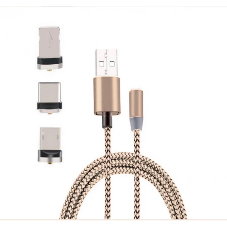 İphone Type-C, Android 3  Yuvarlak Başlık Manyetik Şarj Usb Kablosu