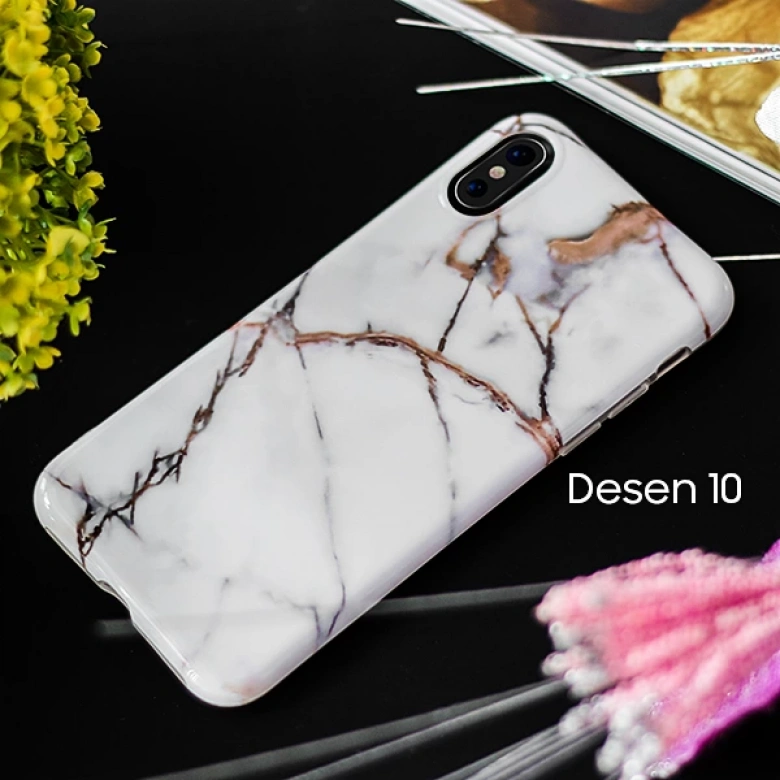 İphone X Xs Mermer Taş Görünümlü Soft Silikon Kılıf