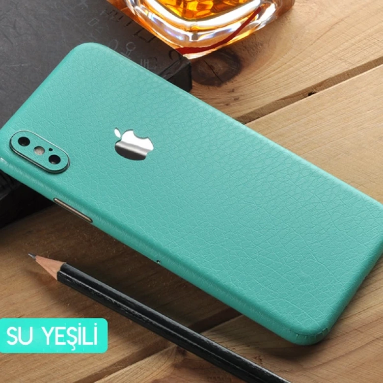 İphone  Xs Max 6.5 Deri Dokulu Arka Yan Kaplama Sticker