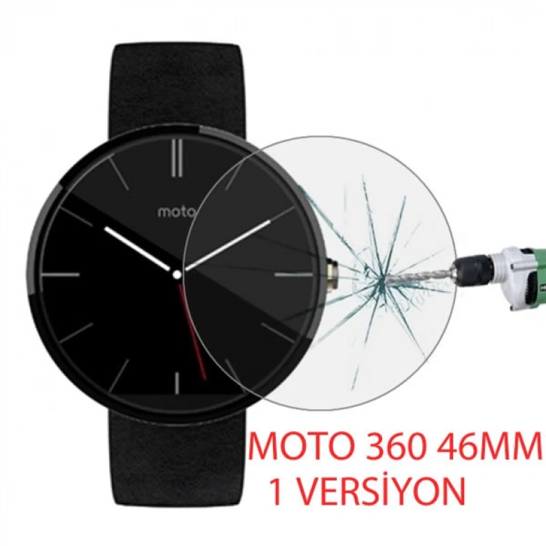Motorola Moto 360 46mm 1versiyon Kırılmaz Cam Ekran Koruyucu