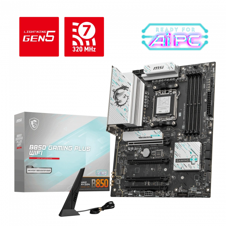 MSI B850 GAMING PLUS WIFI AM5 DDR5 8200MHZ(OC) DP 3x M.2 USB 10Gbs 5G LAN WI-FI 7 ATX