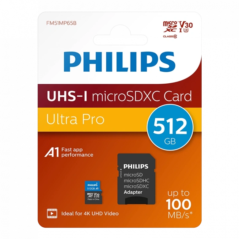 PHILIPS 512GB MICRO SDXC 100 MB/S C10 FM51MP65B/00