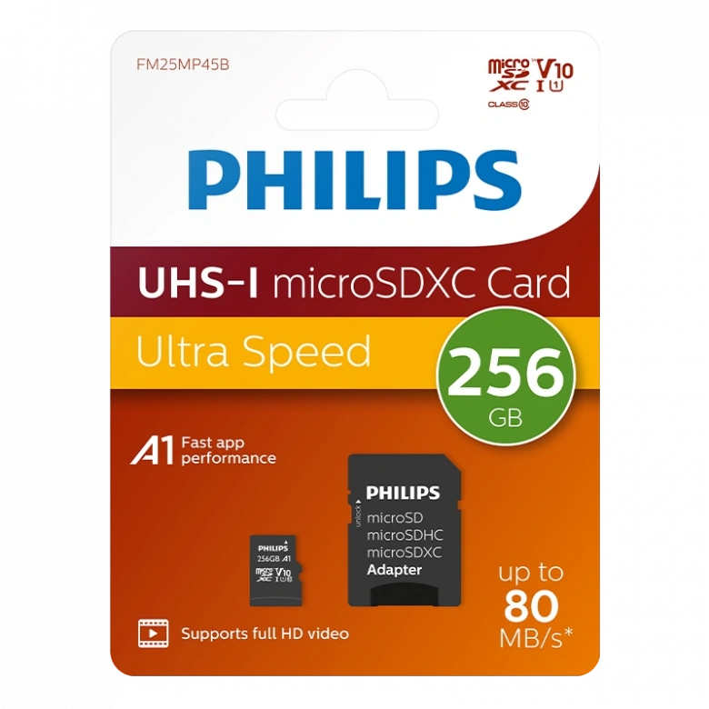 PHILIPS 256GB MICRO SDXC 80 MB/S C10 FM25MP45B/00