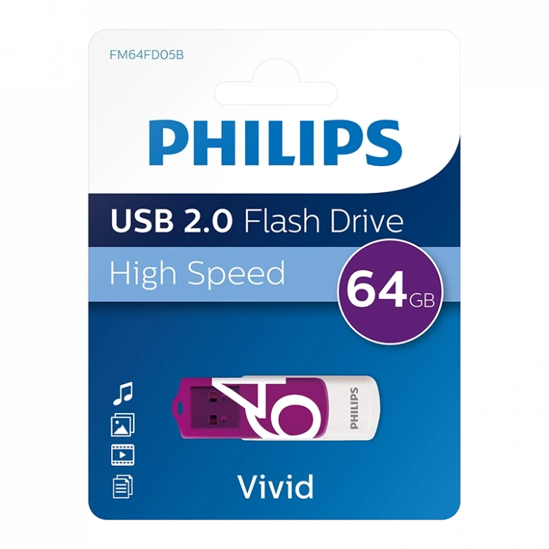 PHILIPS 64GB USB 2.0 25/10MB/S FM64FD05B/00