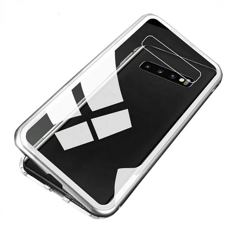 Sm Galaxy S10 Mıknatıslı 360 Koruma Arkası Cam Metal Frame Kılıf