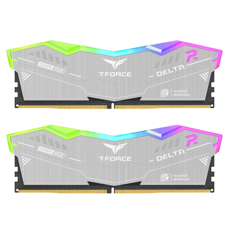 Team T-Force DELTA RGB ECO Silver 32GB 2x16GB 6000MHz DDR5 CL38 Gaming Ram (FF2D532G6000HC38JDC01)