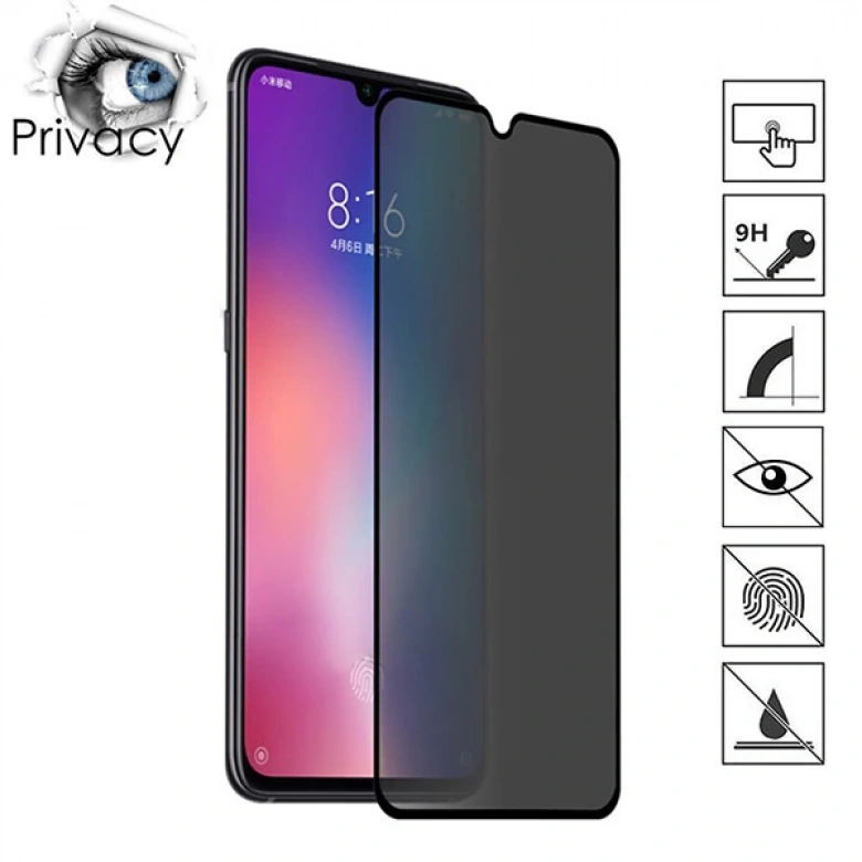 Xiaomi Redmi Note 7 3D Privacy Gizlilik 3d Full Kırılmaz Cam Koruyucu Anti-Spy