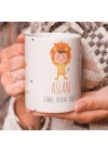 Aslan Burcu Özel Sevimli Beyaz Kupa Bardak