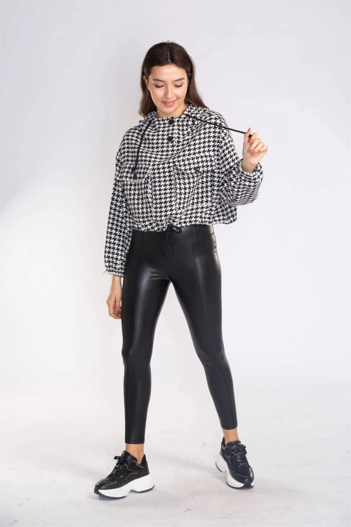 Kazayağı Desenli Kapüşonlu Sweatshirt-DESENLİ