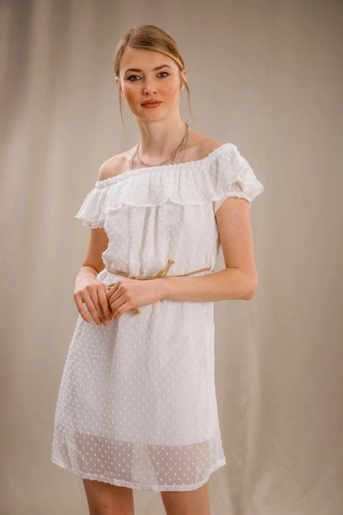 Madonna Yaka Elbise - BEYAZ