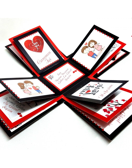 12 Farklı Romantik Söz ve Görsel İçeren Patlayan Kutu