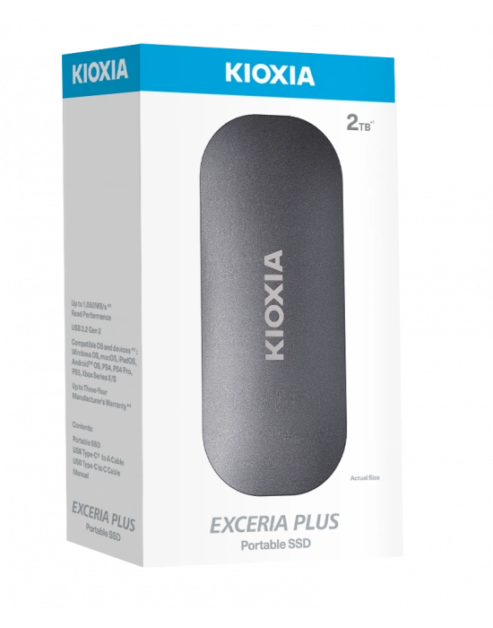 2TB KIOXIA EXCERIA PLUS G2 USB 3.2 1050/1000 MB/s LXD10S002TG8