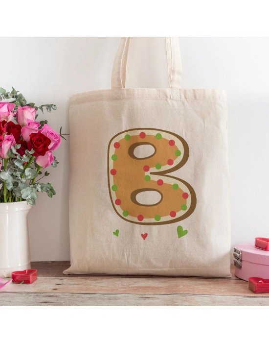 B Harfi Tasarımlı Alışveriş Plaj Bez Çanta