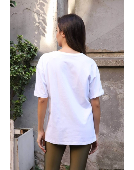 Baskılı Tişört-BEYAZ
