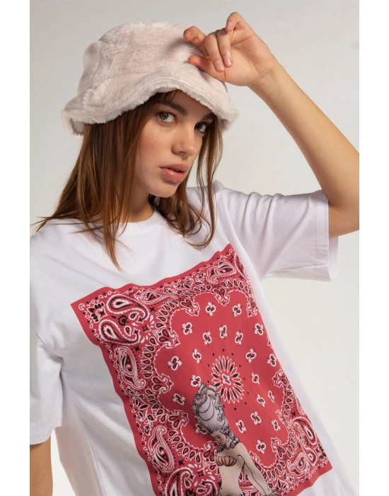 Baskılı Tişört - BEYAZ