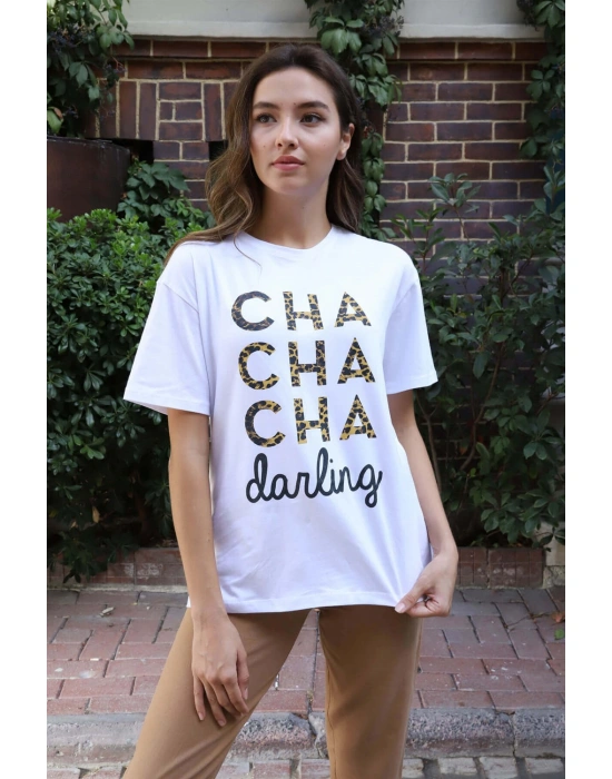 Baskılı Tişört-BEYAZ