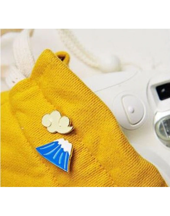 Bayan Liya Dağ ve Bulut Metal Broş Seti