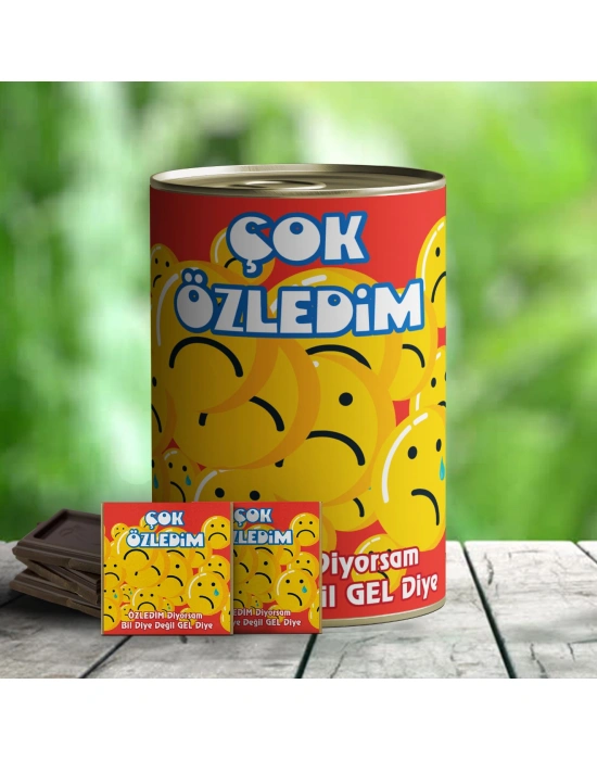 Çok Özledim Temalı Hediye Çikolata Konservesi