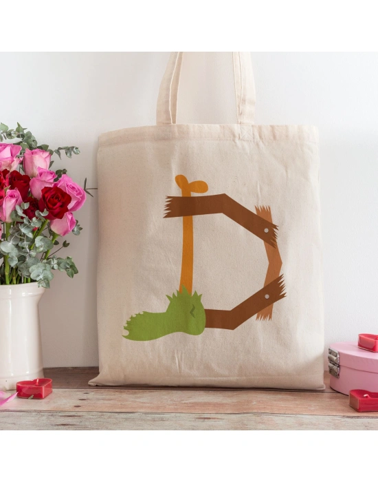 D Harfi Tasarımlı Alışveriş Plaj Bez Çanta