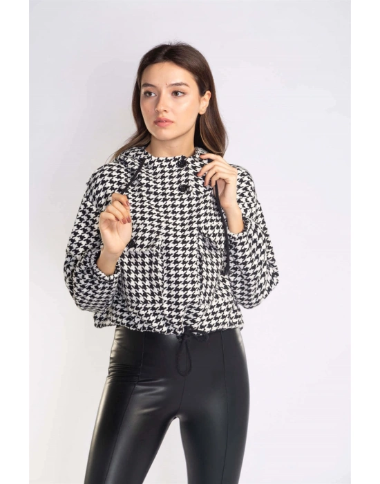 Kazayağı Desenli Kapüşonlu Sweatshirt-DESENLİ