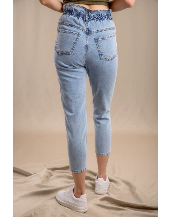 Lastik Detaylı Slim Fit Jeans - MAVİ