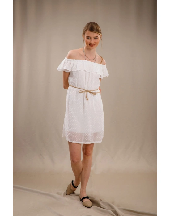 Madonna Yaka Elbise - BEYAZ