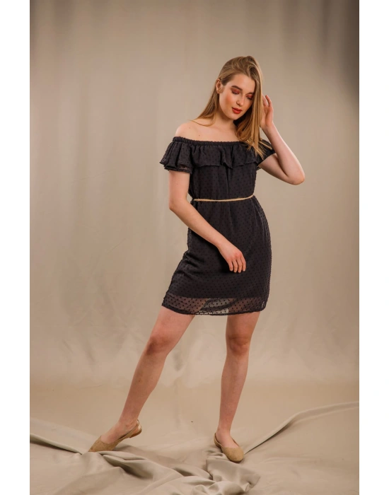 Madonna Yaka Elbise - SİYAH