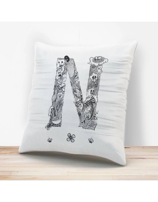 N Harfi Tasarımlı Yastık Kılıfı