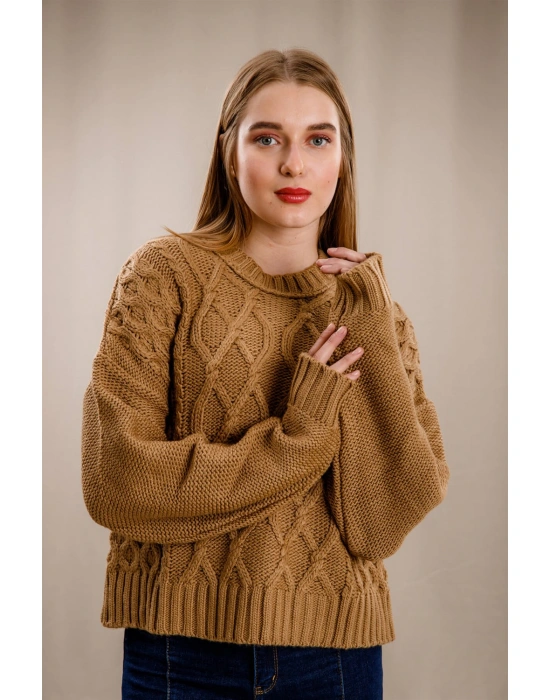 Örgü Kazak-KAHVERENGİ