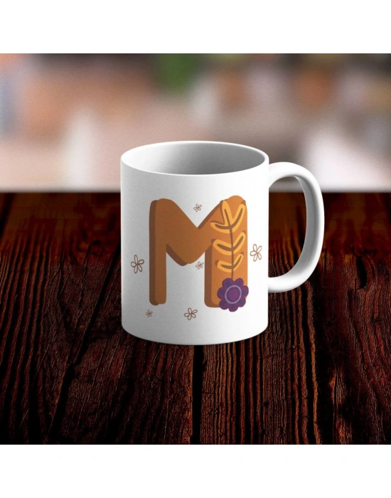 Özel Tasarım M Harfi Beyaz Kupa Bardak