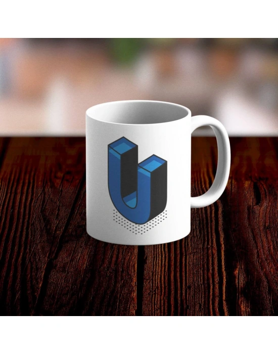 Özel Tasarım U Harfi Beyaz Kupa Bardak