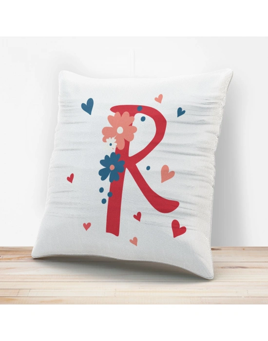 R Harfi Tasarımlı Yastık Kılıfı