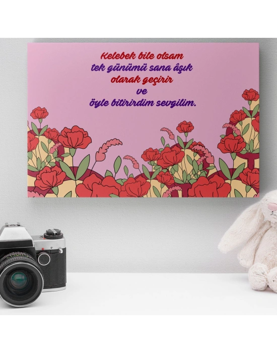 Romantik Tasarımlı Mini Kanvas Tablo - No1