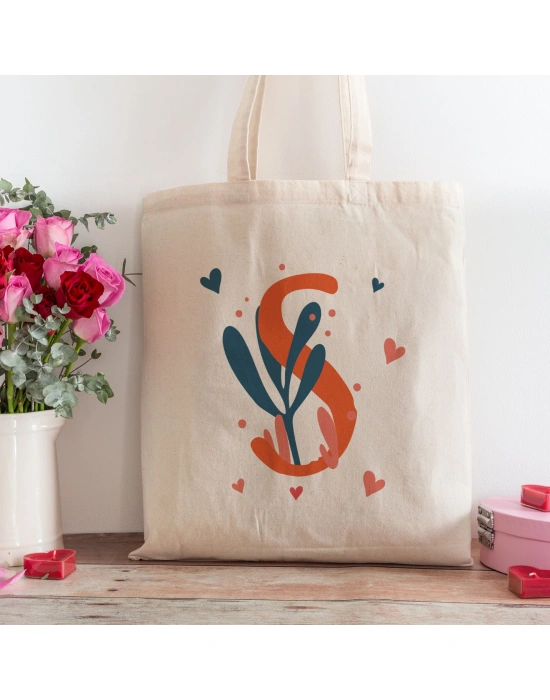 S Harfi Tasarımlı Alışveriş Plaj Bez Çanta