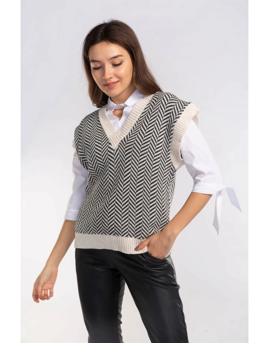 Şah Desenli Triko Süveter-DESENLİ