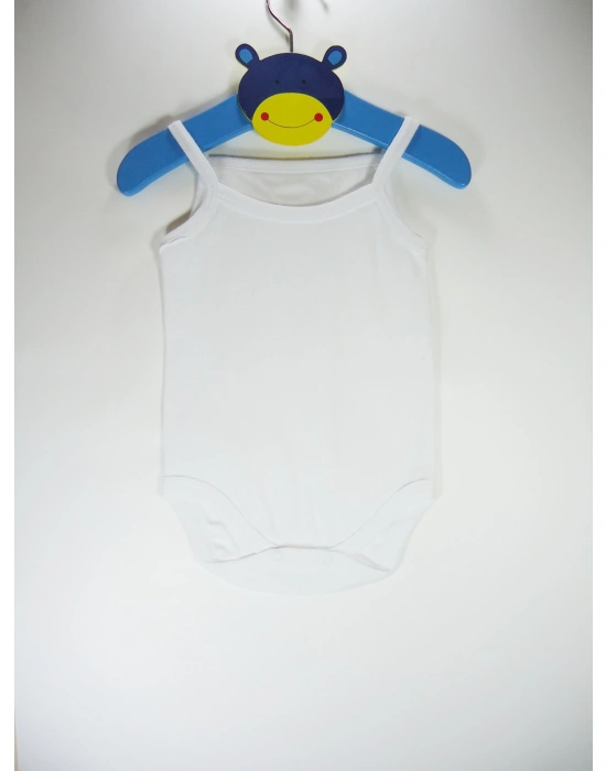 Sema Bebe Jakarlı ip Askılı Badi (Body) - Beyaz 3-6 Ay