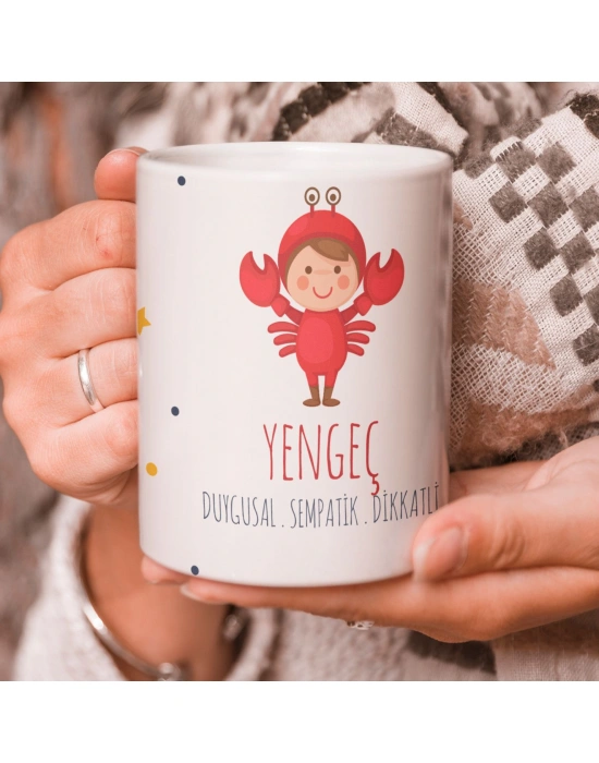 Yengeç Burcu Özel Sevimli Beyaz Kupa Bardak