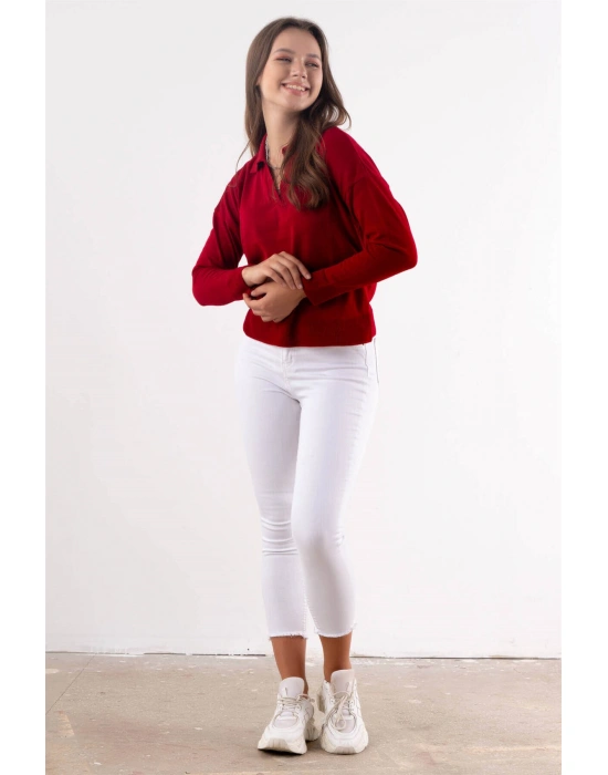 Yüksek Bel Skinny Jean Pantolon  - BEYAZ