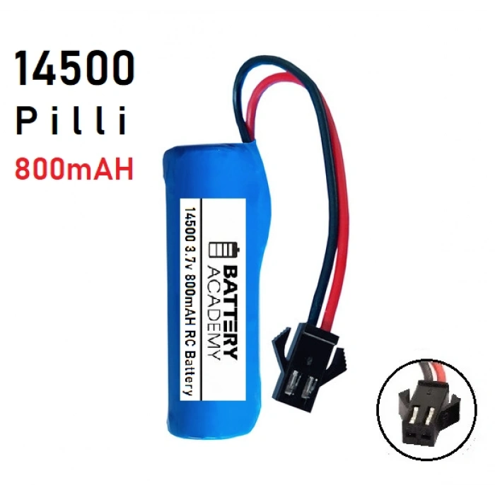 3.7V 14500 Li-ion Siyah Soketli Şarjlı Oyuncak Pili