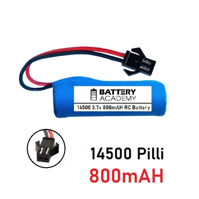 3.7V 14500 Li-ion Siyah Soketli Şarjlı Oyuncak Pili