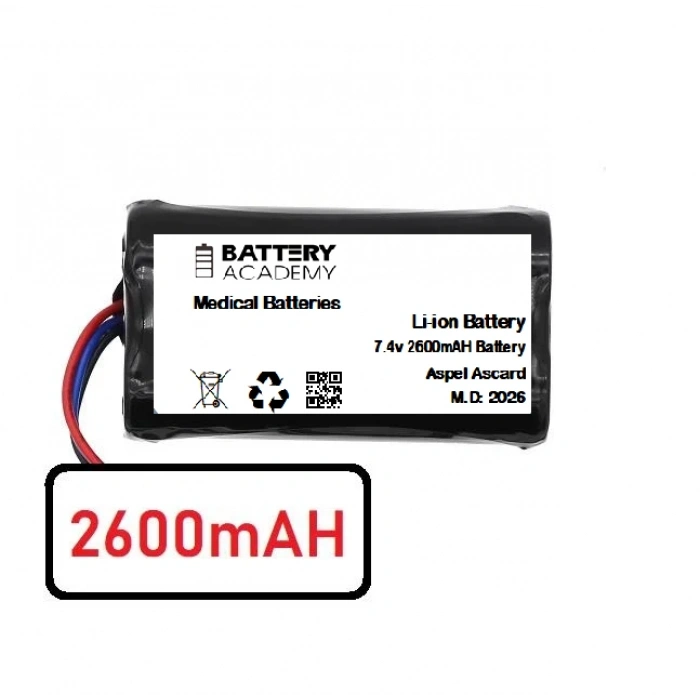Aspel AsCard EKG Uyumlu 7.4V 2600mAh Li-ion Medikal Batarya