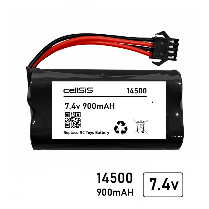 7.4v 14500 Li-ion 4lü Siyah Soketli 900mAH Oyuncak Pili
