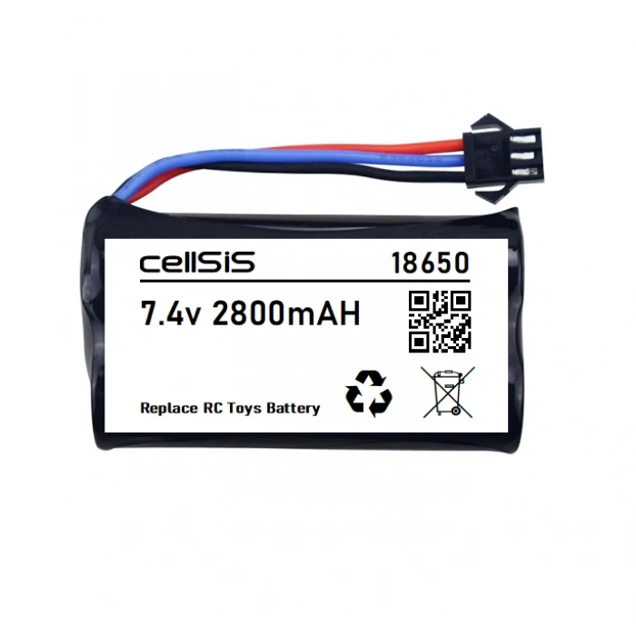 7.4V 18650 Li-ion 3’lü Siyah Soketli 2800mAh Oyuncak Pili