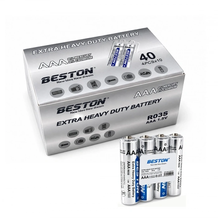 Beston 40’lı AAA 1.5V R03S Çinko Karbon İnce Pil