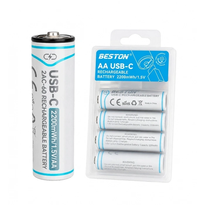 Beston AA 1.5V 2200mWh Type-C Şarjlı Li-ion 4lü Kalem Pil