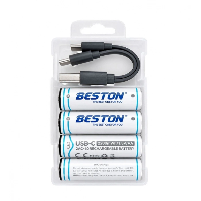 Beston AA 1.5V 2200mWh Type-C Şarjlı Li-ion 4lü Kalem Pil