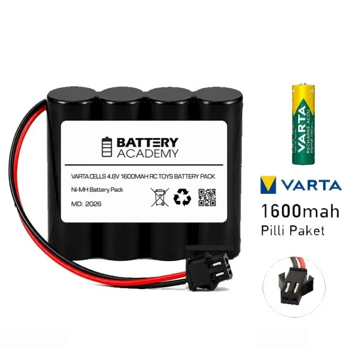 Varta Pilli 4.8V 1600mAh Ni-MH Siyah Soketli Oyuncak Araba Pili