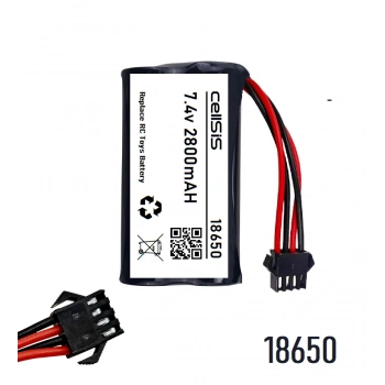 7.4V 18650 Li-ion 4lü Siyah Soketli 2800mAh Oyuncak Pili