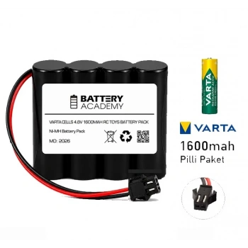 Varta Pilli 4.8V 1600mAh Ni-MH Siyah Soketli Oyuncak Araba Pili